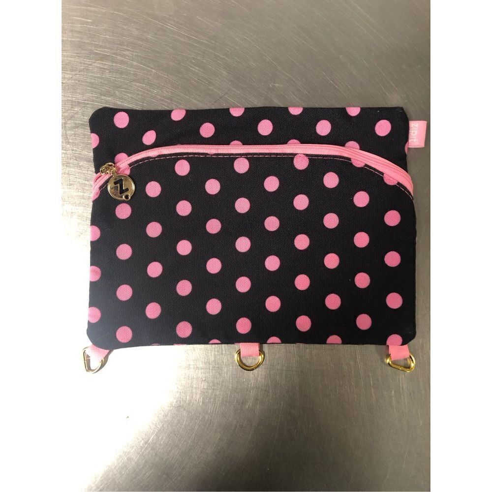 Zipit Women’s Small Black and Pink Polka Dot Zipper Pencil Pouch